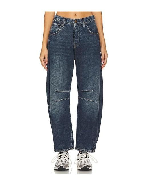 Free People Blue X We The Free Good Luck Mid Rise Barrel Jeans