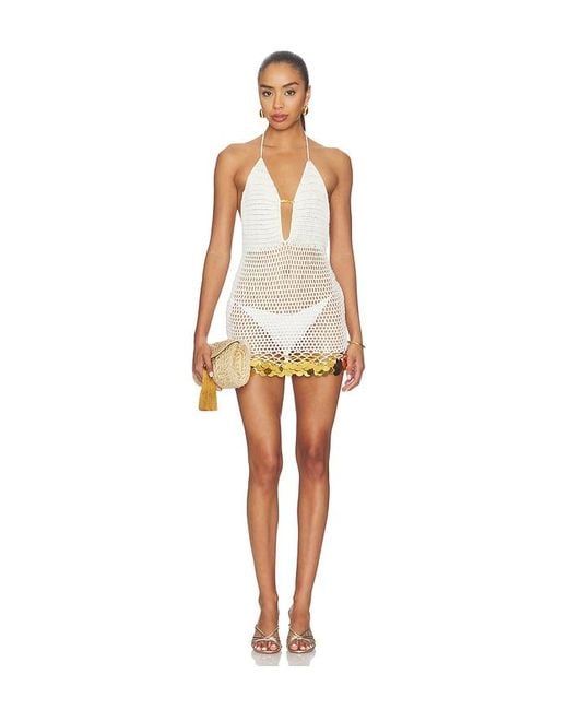 superdown White Elaranna Crochet Mini Dress