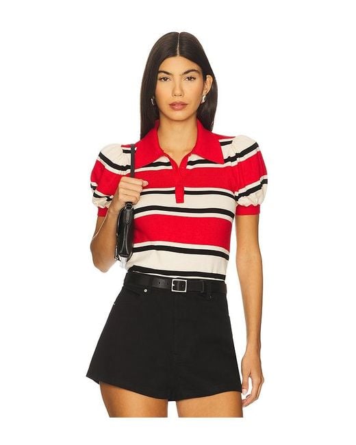 Alice + Olivia Red Ramona Striped Pullover