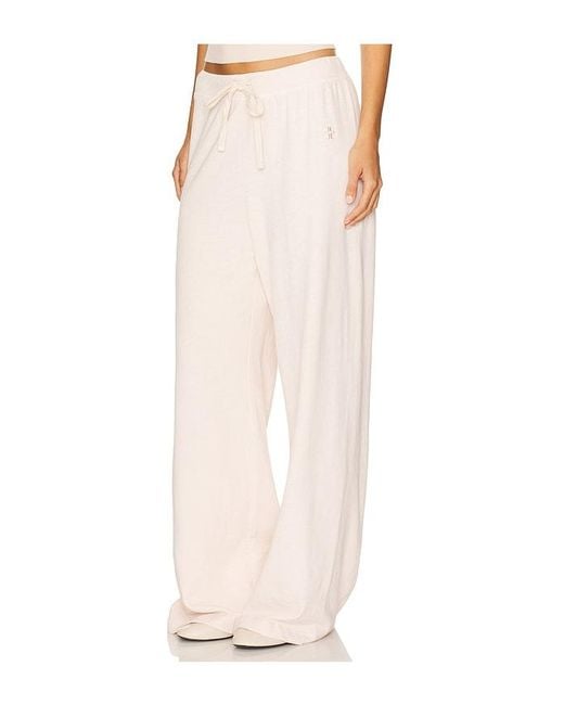 ÉTERNE White Drawstring Lightweight French Terry Wide Leg Sweatpant