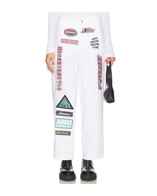 ANTI SOCIAL SOCIAL CLUB White Patched Up Racing Pants for men