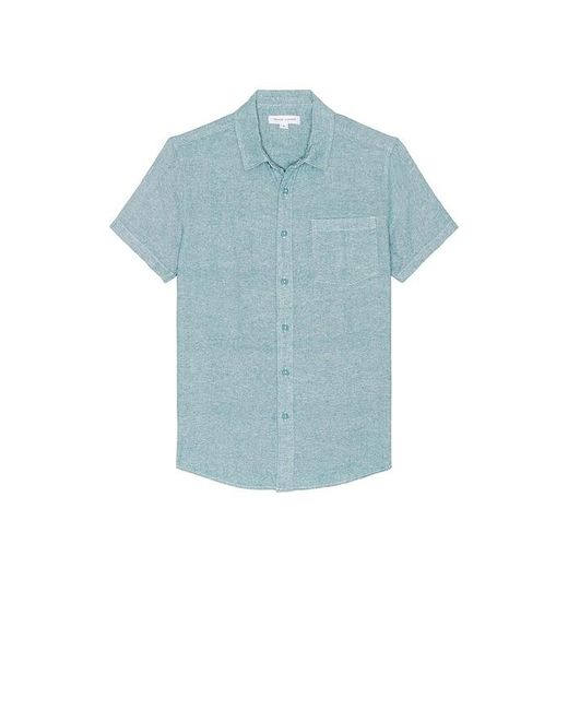 Vintage Summer Blue Linen Button Down Shirt for men