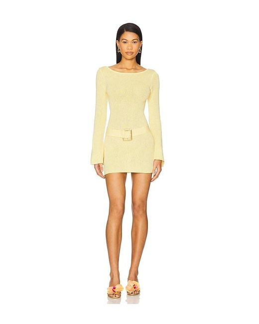 Asta Resort Yellow Langärmeliges Kleid Mit Gürtel Maya