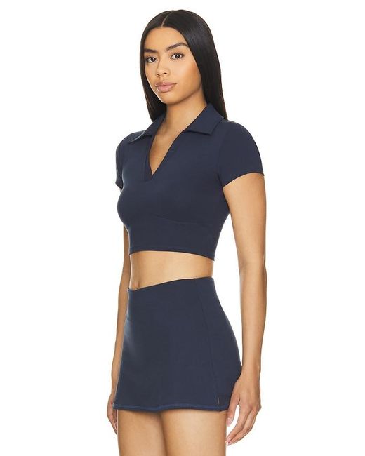 WellBeing + BeingWell Blue Movewell Frankie Polo Top