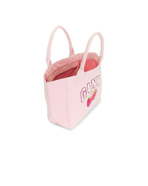 Ganni Pink Medium Trapeze Shopper Bag Raspberry