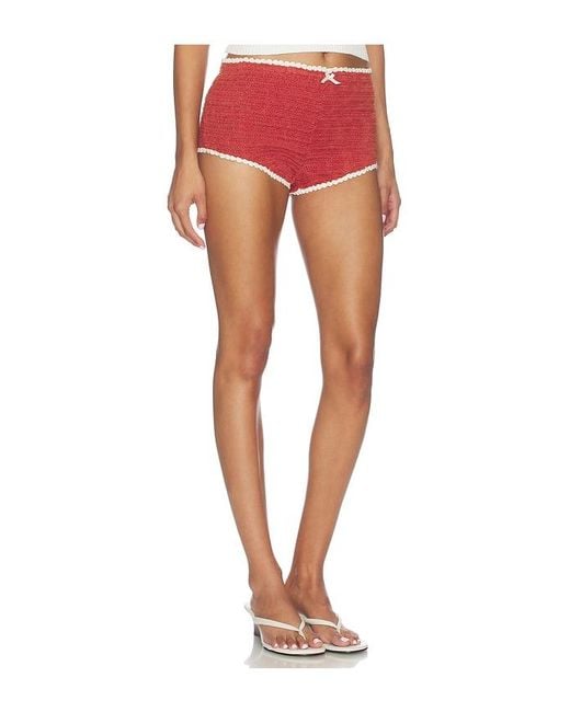 For Love & Lemons Multicolor Crochet Rugby Micro Shorts