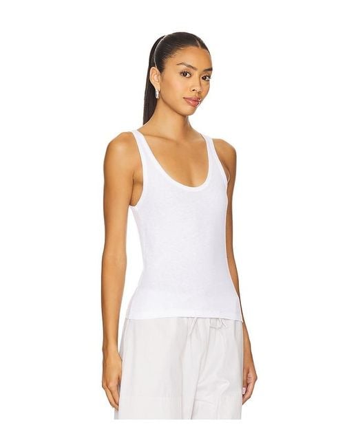 Leset White Laura Scoop Neck Tank