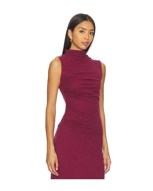 Enza Costa Red Cashmere Sleeveless Twist Top