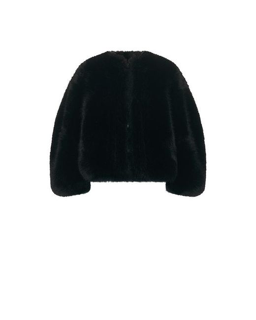 Halo Black Long Hair Faux Fur Bomber