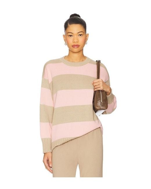 DONNI. Natural Stripe Crewneck Sweater