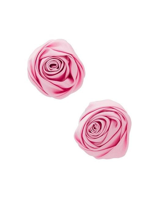 petit moments Pink Rosette Studs