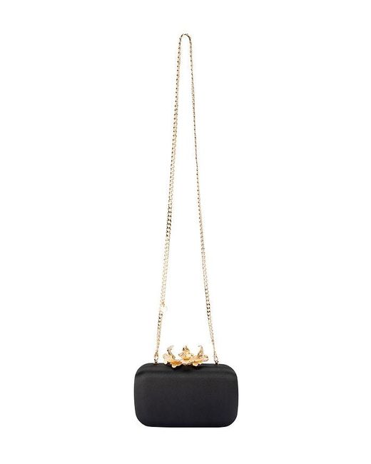 Olga Berg Black Adele Orchid Lock Clutch