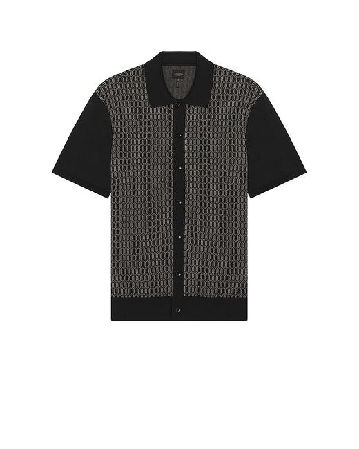 Good Man Brand Black Essex Short Sleeve Geo Knit Shirt for men