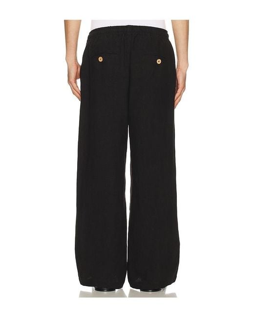 Commas Black Wide Leg Linen Trousers for men