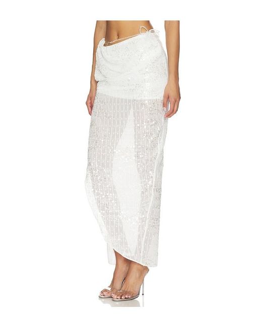 MARRKNULL White Beaded Midi Skirt