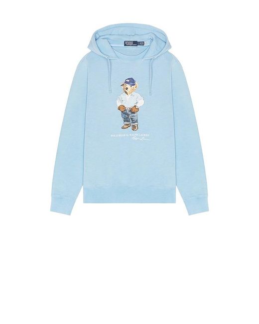 Polo Ralph Lauren Blue Long Sleeve Vintage Fleece Novelty Denim Bear Hoodie for men