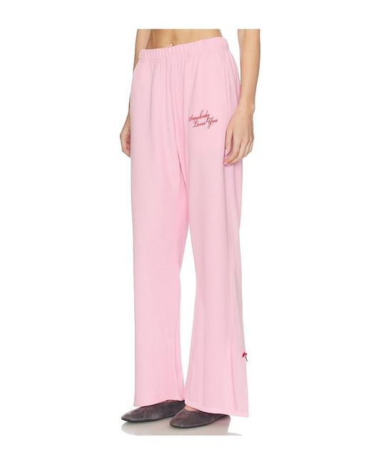 The Mayfair Group Pink Somebody Love You Wide Leg Sweatpants