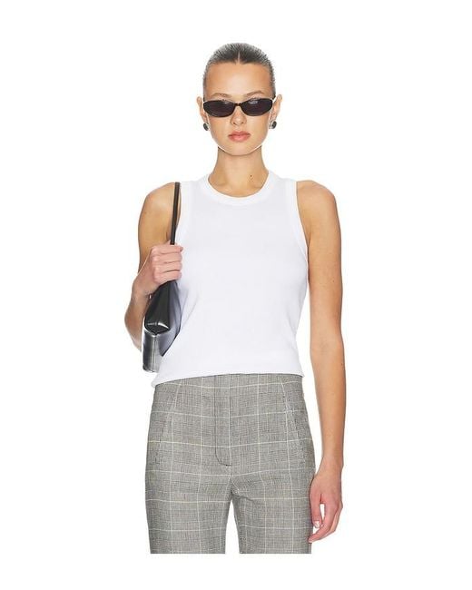 Veronica Beard White Cropped Jordyn Tank Top