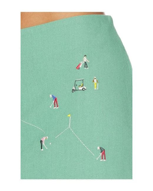 YELLOW THE LABEL Green Golf Scene Linen Skort