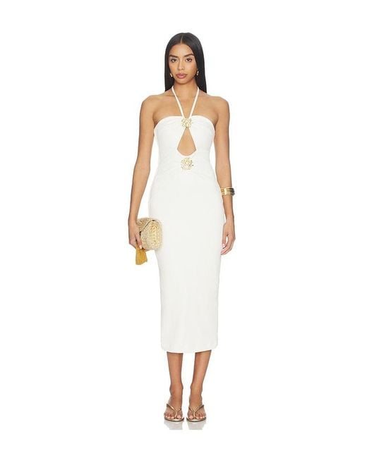 PATBO White Luna Knit Midi Dress