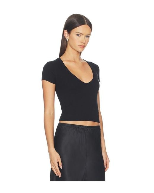 ÉTERNE Black Short Sleeve V-Neck Baby Tee