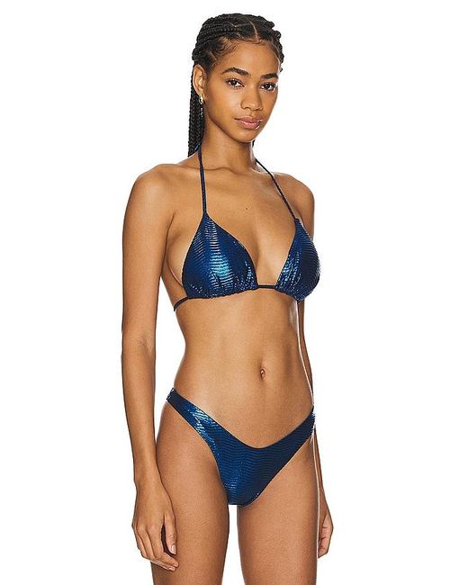 Luli Fama Blue Midnight Waves Seamless Bikini Top