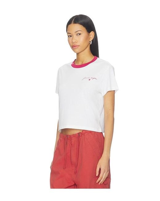 FAVORITE DAUGHTER White The Cropped Signature Chest Tee