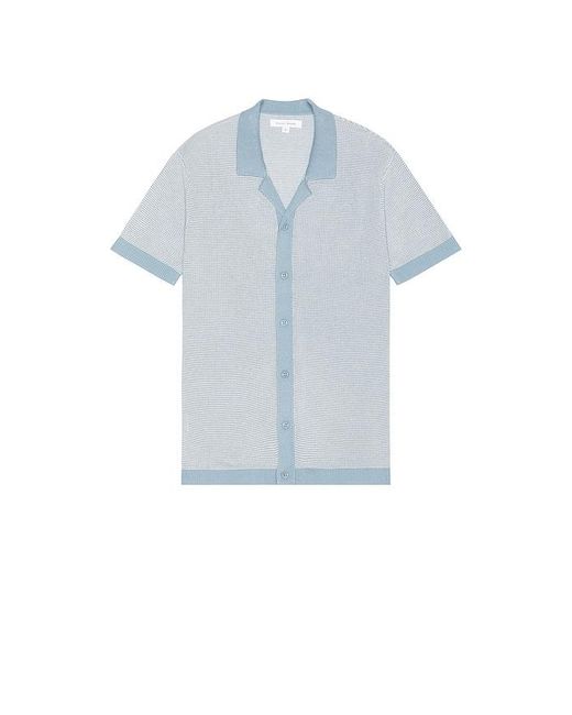 Vintage Summer Blue Sweater Knit Shirt for men