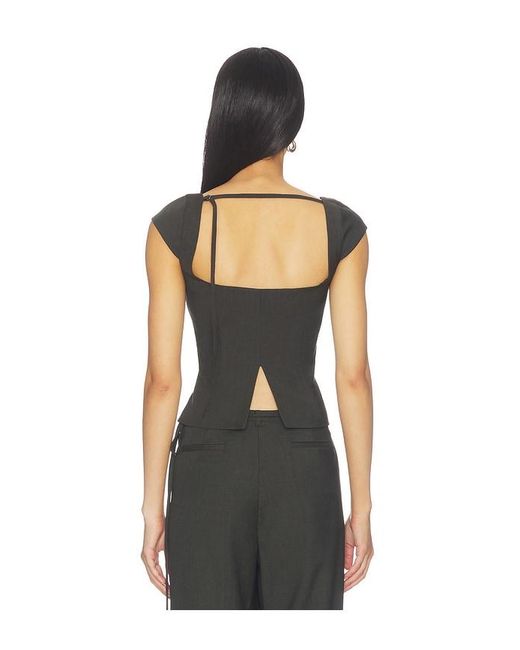 St. Agni Black Wool Cap Sleeve Top