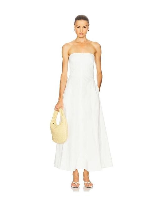 St. Agni White Sculpted Cotton Strapless Dress