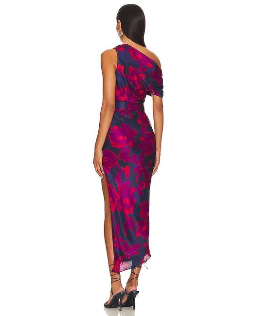 Nicholas Purple Calantha Off Shoulder Midi Dress