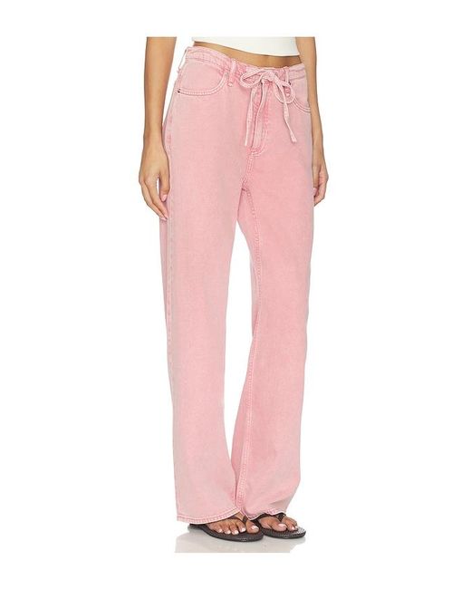 Rag & Bone Pink Featherweight Phoebe Drawstring Wide Jeans