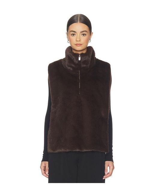 WeWoreWhat Black Faux Fur Mockneck Vest