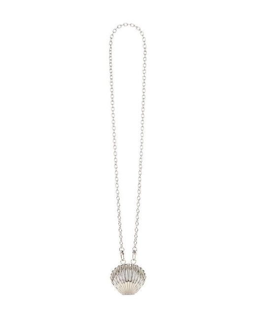 petit moments White Shell Chain Clutch