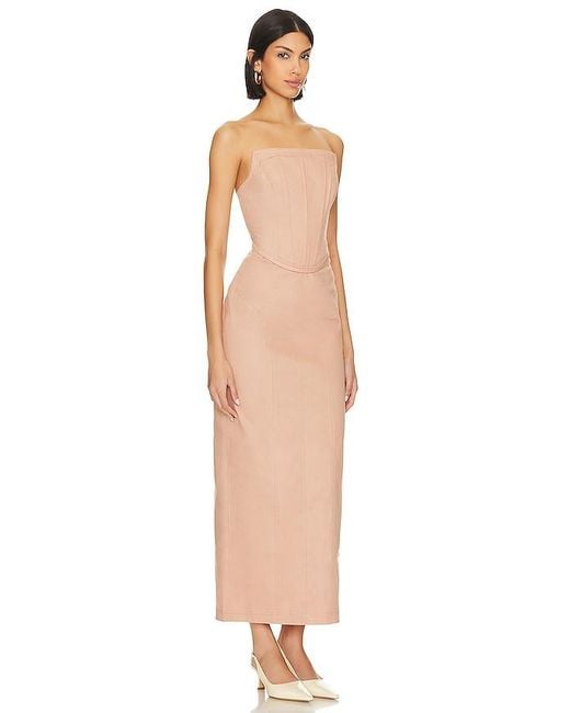 LPA White Livia Corset Maxi Dress