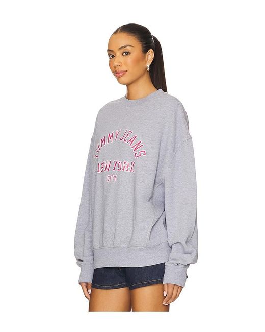 Tommy Hilfiger Purple Cropped Overdyed Varsity Crew Sweatshirt
