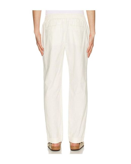 Onia White Linen Cotton Stretch Cuff Pant for men