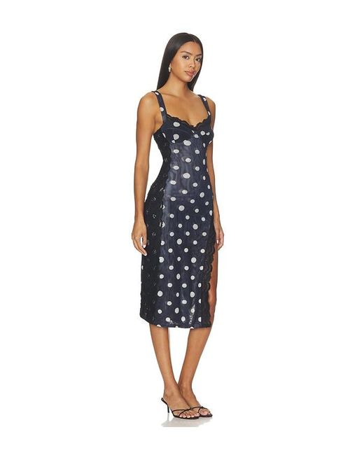 Free People Blue Not Your Baby Midi Printed Slip Dress