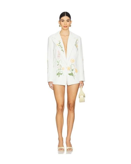 La Fuori White Summer Bloom Embellished Jacket
