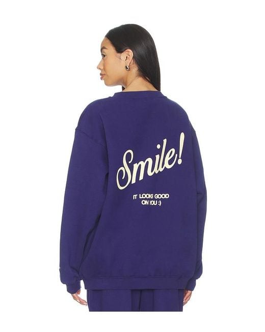 The Mayfair Group Blue Smile Oversized Crewneck Sweatshirt