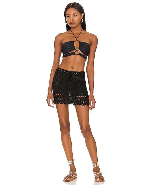 MORE TO COME Black Elliana Crochet Mini Skirt