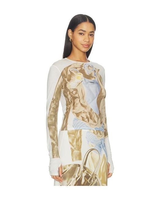 MARRKNULL Natural Printed Top