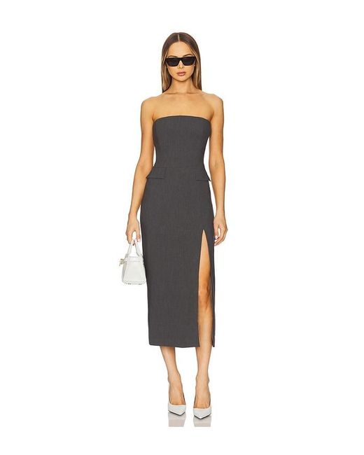 black formal dress with neck scarf Mattea Slinky And Mesh Maxi Dress With Scarf / Black | MESHKI main image 1