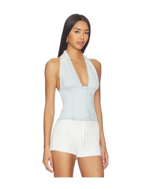 Free People White Ramona Denim Halter