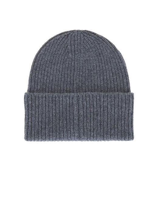 Norse Projects Blue Merino Lambswool Rib N Logo Beanie for men