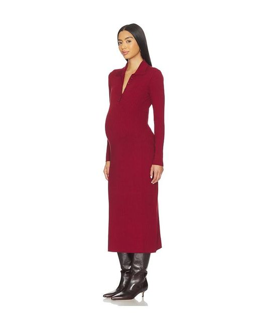 HATCH Red The Averie Polo Rib Sweater Dress