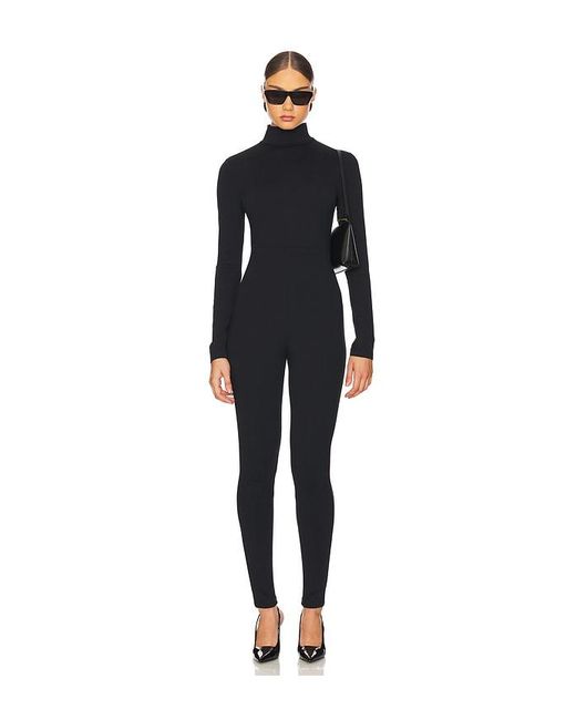 Susana Monaco Black Mock Neck Long Sleeve Jumpsuit
