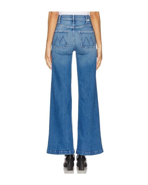 Mother Blue The Hustler Roller Patch Pocket Sneak Jeans
