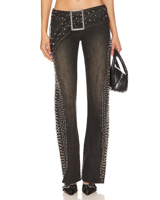 Jaded London Black Studded Low Rise Jeans