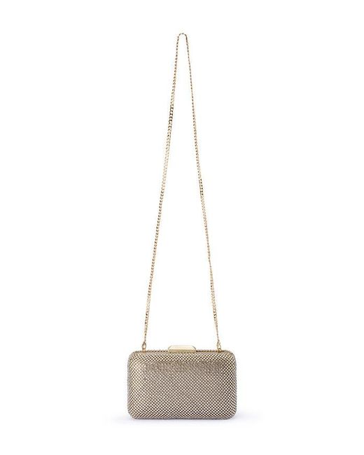 Olga Berg Natural Ronny Crystal Mesh Clutch